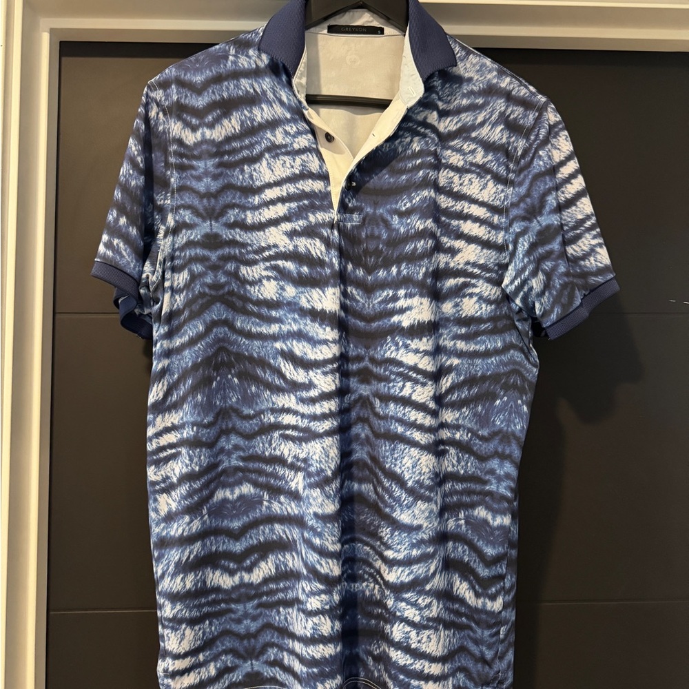 Greyson Clothiers Blue Tiger Stripes Golf Polo Men’s Small